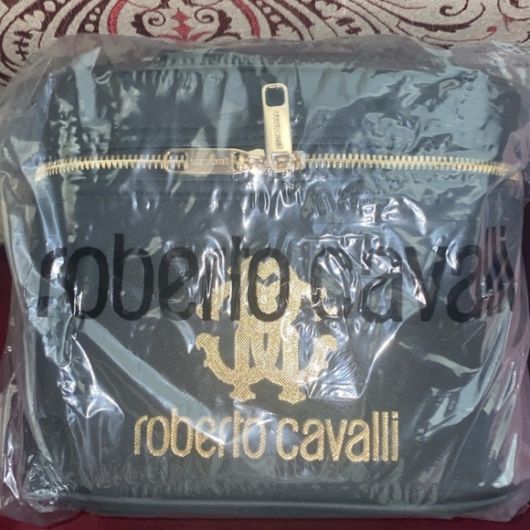 Roberto Cavalli New Black vanity bag 
Printed Logo Cosmetic Case good for travel - Picture 3 of 4